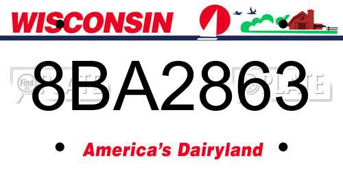 8BA2863 Wisconsin License Plate