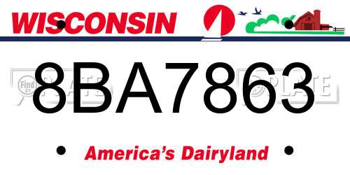 8BA7863 Wisconsin License Plate