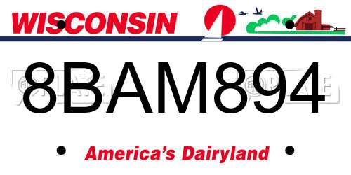 8BAM894 Wisconsin License Plate