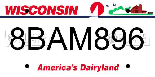 8BAM896 Wisconsin License Plate