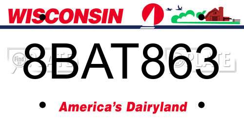 8BAT863 Wisconsin License Plate