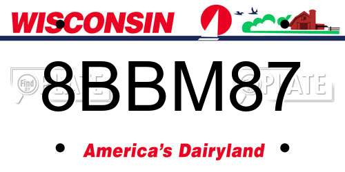 8BBM87 Wisconsin License Plate