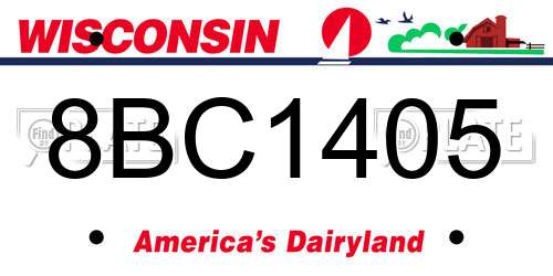 8BC1405 Wisconsin License Plate