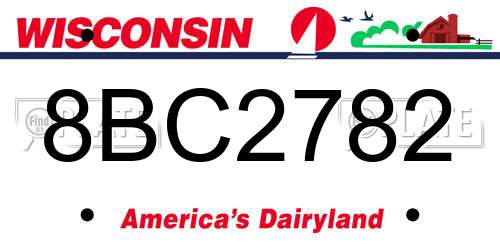 8BC2782 Wisconsin License Plate