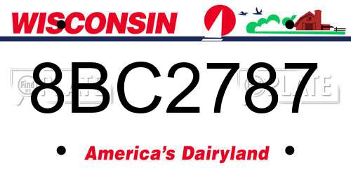8BC2787 Wisconsin License Plate
