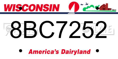 8BC7252 Wisconsin License Plate