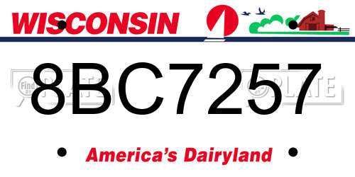 8BC7257 Wisconsin License Plate