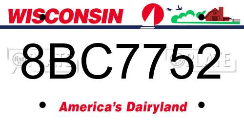 8BC7752 Wisconsin License Plate