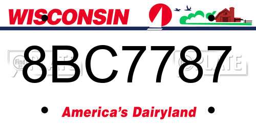 8BC7787 Wisconsin License Plate