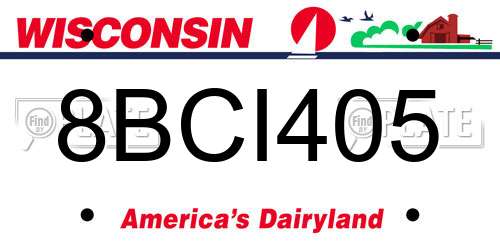 8BCI405 Wisconsin License Plate