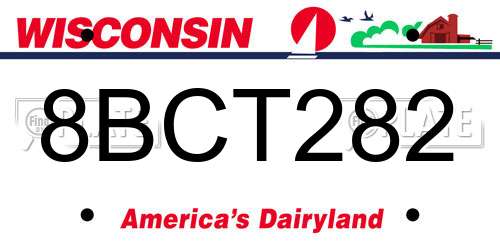 8BCT282 Wisconsin License Plate