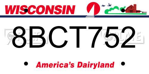 8BCT752 Wisconsin License Plate