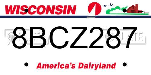 8BCZ287 Wisconsin License Plate