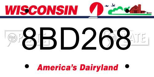 8BD268 Wisconsin License Plate