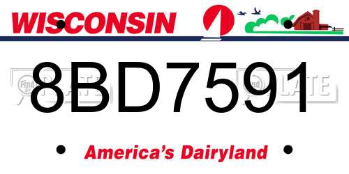 8BD7591 Wisconsin License Plate