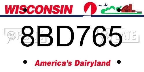 8BD765 Wisconsin License Plate