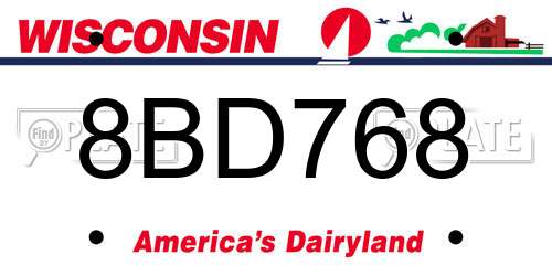 8BD768 Wisconsin License Plate