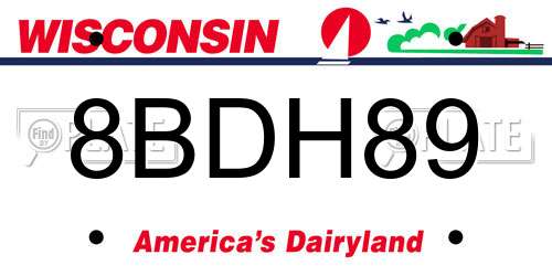 8BDH89 Wisconsin License Plate