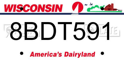 8BDT591 Wisconsin License Plate