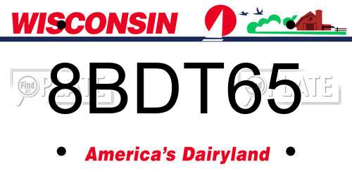 8BDT65 Wisconsin License Plate