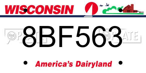 8BF563 Wisconsin License Plate
