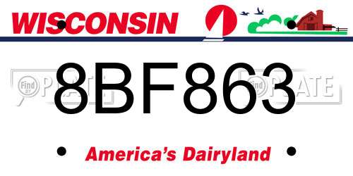 8BF863 Wisconsin License Plate
