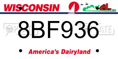 8BF936 Wisconsin License Plate