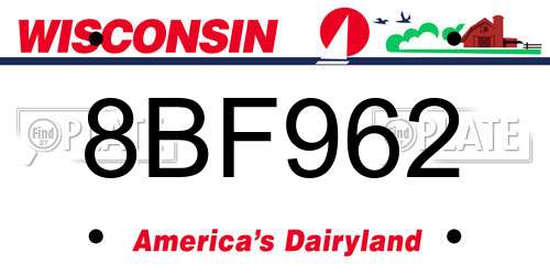 8BF962 Wisconsin License Plate