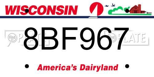 8BF967 Wisconsin License Plate