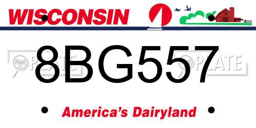8BG557 Wisconsin License Plate