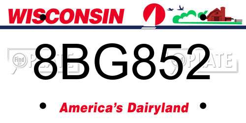 8BG852 Wisconsin License Plate
