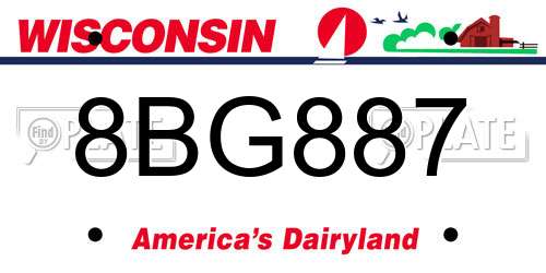 8BG887 Wisconsin License Plate