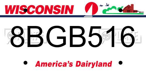 8BGB516 Wisconsin License Plate