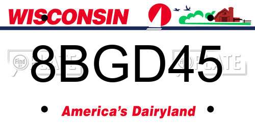 8BGD45 Wisconsin License Plate