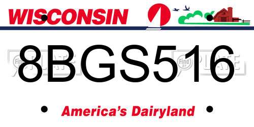 8BGS516 Wisconsin License Plate