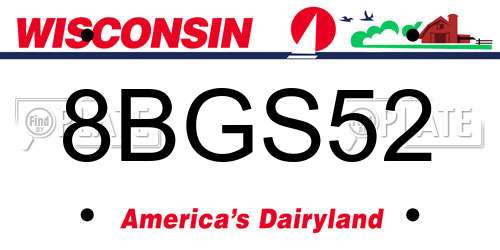 8BGS52 Wisconsin License Plate