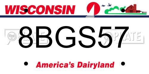 8BGS57 Wisconsin License Plate