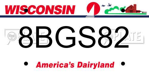 8BGS82 Wisconsin License Plate
