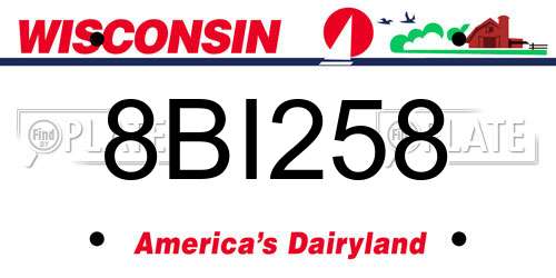 8BI258 Wisconsin License Plate