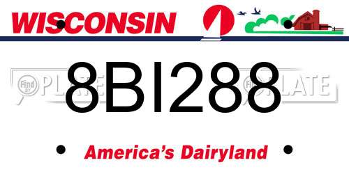 8BI288 Wisconsin License Plate