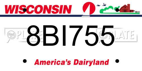 8BI755 Wisconsin License Plate