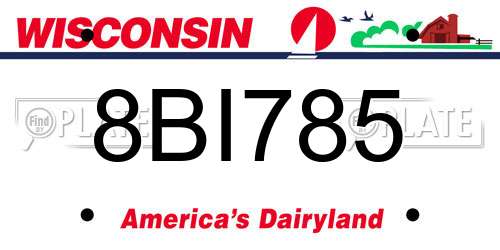 8BI785 Wisconsin License Plate