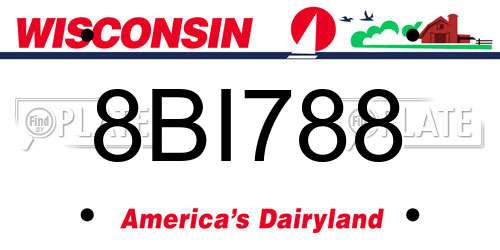 8BI788 Wisconsin License Plate