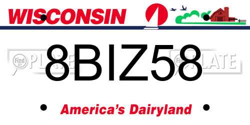 8BIZ58 Wisconsin License Plate
