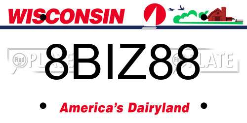 8BIZ88 Wisconsin License Plate