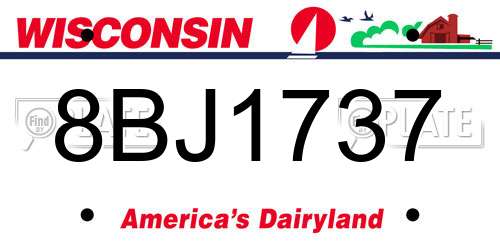 8BJ1737 Wisconsin License Plate