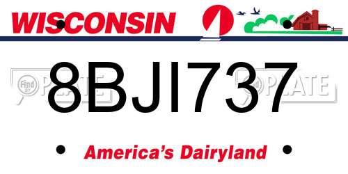 8BJI737 Wisconsin License Plate