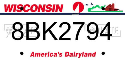 8BK2794 Wisconsin License Plate