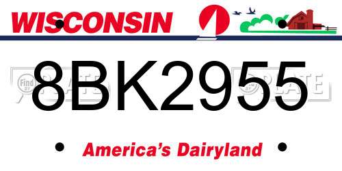 8BK2955 Wisconsin License Plate