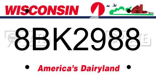 8BK2988 Wisconsin License Plate